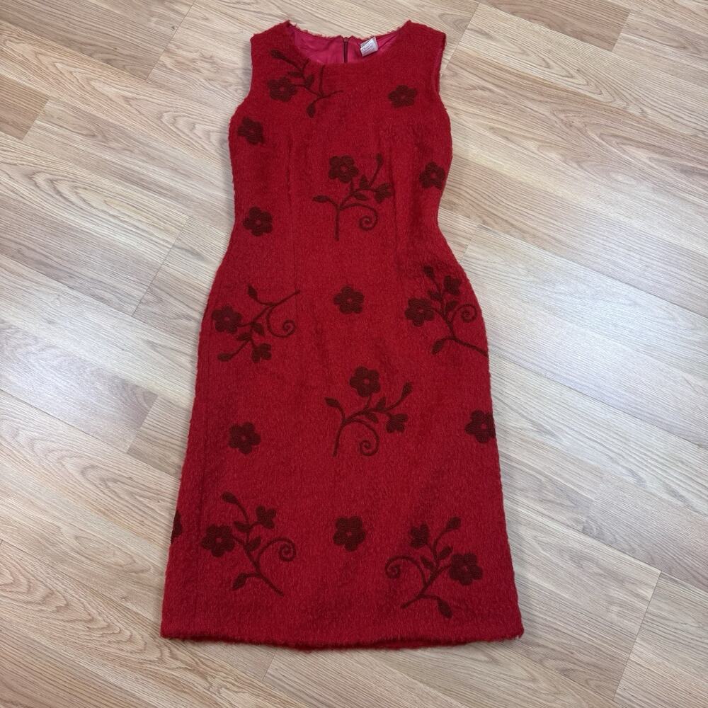Women’s Oilily Wool Blend Dress Red Floral Sleeveless Size 36 Small